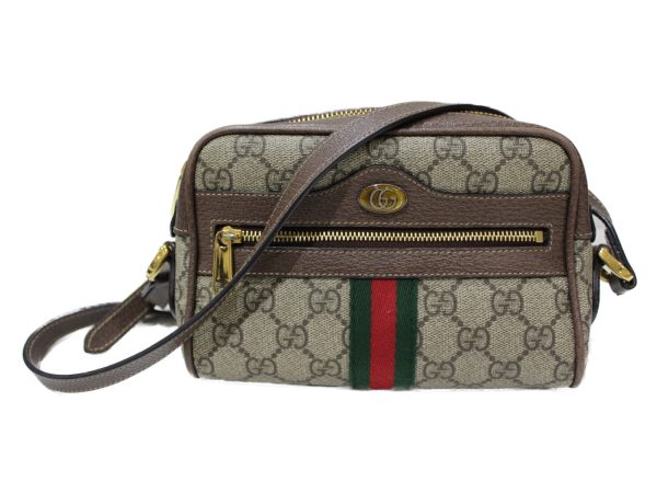 justbag01 Gucci GG Supreme Mini Bag GG Canvas Leather Beige Shoulder Bag