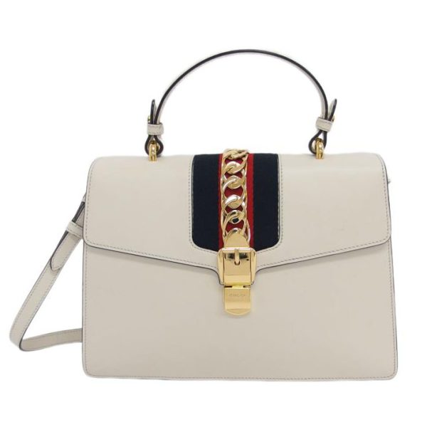 justbag01 Gucci Sylvi Leather 2WAY Shoulder Bag White AB Rank