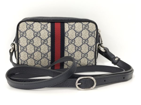 justbag02 Gucci Ophidia Shoulder Bag GG Supreme Sherry Line Leather Navy