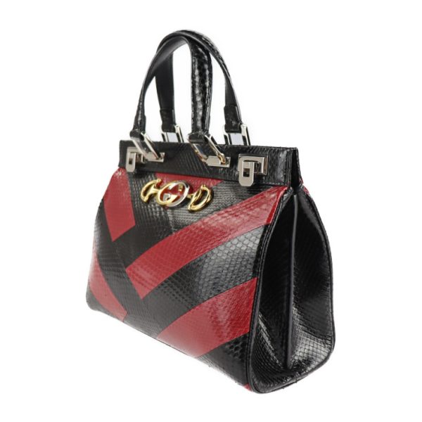 justbag02 Gucci Zumi Small Top Handle Bag Handbag Python Black Red 2WAY Shoulder Bag