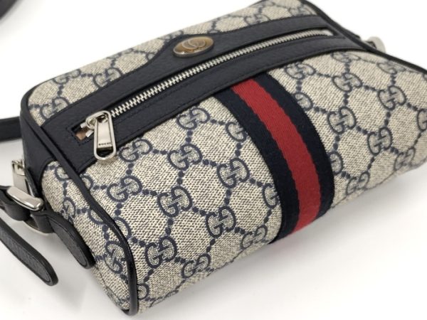 justbag03 Gucci Ophidia Shoulder Bag GG Supreme Sherry Line Leather Navy