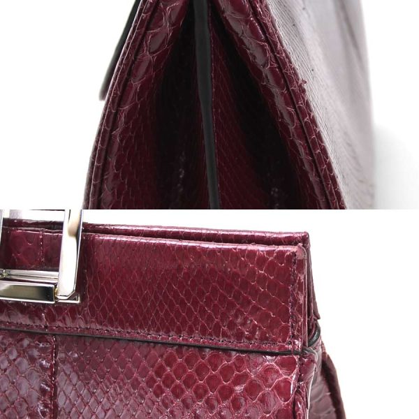 justbag04 Gucci Zumi Small Top Handle Handbag Shoulder Bag 2Way Bag Python Leather Wine Red