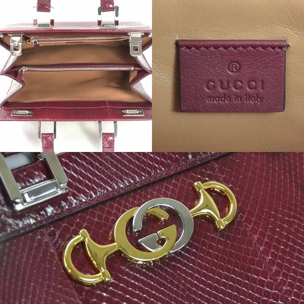 justbag05 Gucci Zumi Small Top Handle Handbag Shoulder Bag 2Way Bag Python Leather Wine Red