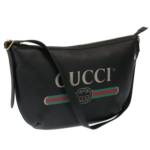 justbag1 Gucci Print Hobo Bag Crossbody Shoulder Messenger Bag Black