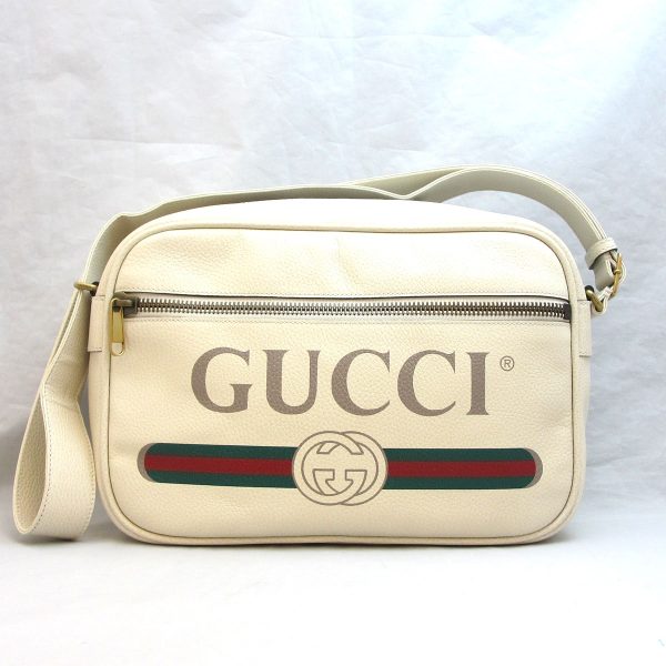 justbag1 Gucci Printed Leather Diagonal Hanging Shoulder Bag A Rank Ivory