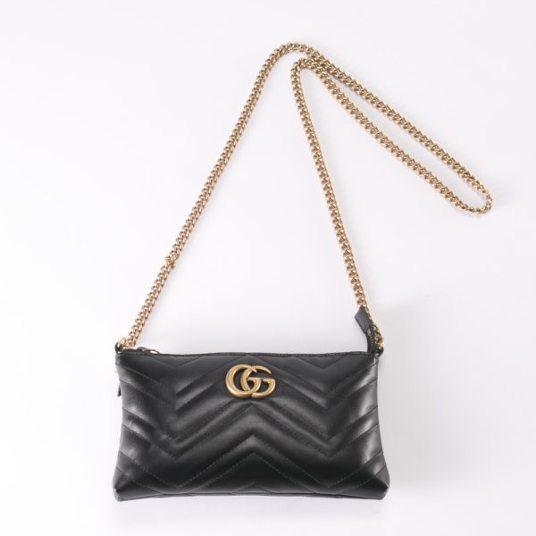 justbag1 Gucci Shoulder Bag GG MARMONT Chain Pouch Black