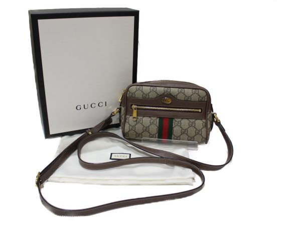 justbag17 Gucci GG Supreme Mini Bag GG Canvas Leather Beige Shoulder Bag