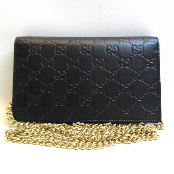 justbag2 Gucci Shima Chain Wallet Bag Black Diagonal AB Rank Leather