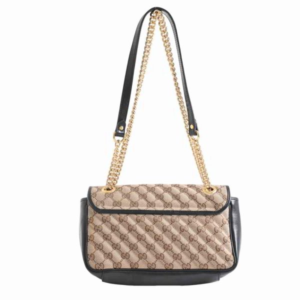 justbag2 Gucci GG Canvas GG Marmont Shoulder Bag Brown Black Canvas Leather