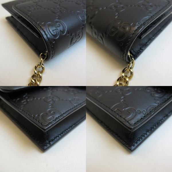 justbag3 Gucci Shima Chain Wallet Bag Black Diagonal AB Rank Leather