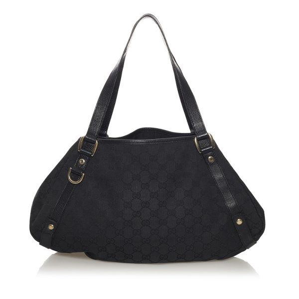 justbag3 Gucci GG Canvas Handbag Canvas Leather Black