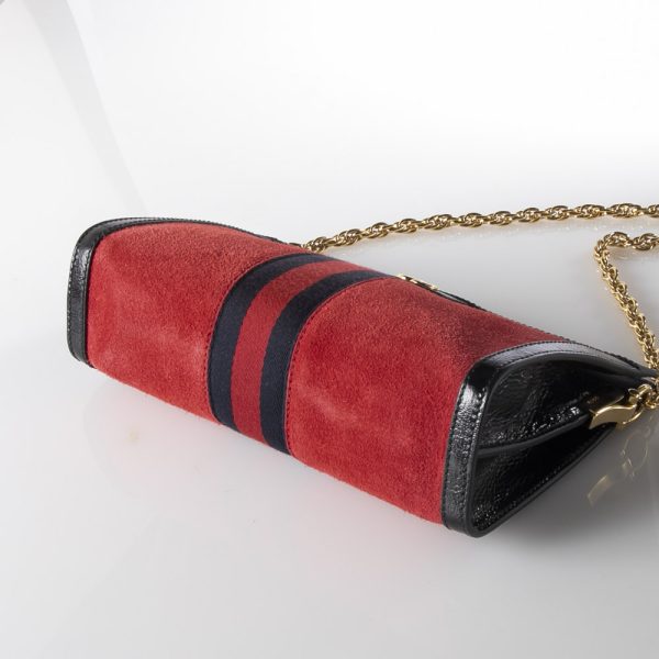justbag3 Gucci Suede Shoulder Bag OPHIDIA Red