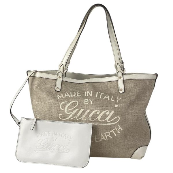 kaipre 1000040540015 i 20221210122946 Gucci Logo Tote Bag Craft Shoulder Bag Tote Bag Canvas Beige White