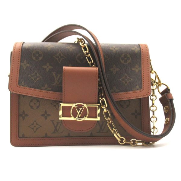 1 Louis Vuitton Shoulder Bag Dauphine MM Brown PVC Coated Canvas