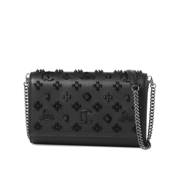 1 Christian Louboutin Shoulder Clutch Bag Calfskin Black