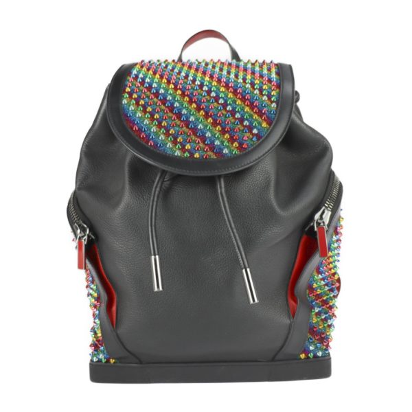 1 Christian Louboutin Explorer Funk Rucksack Daypack Leather Black Red