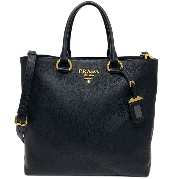 1 Prada Shopping Vitello Phenix Nero 2 Way Tote Bag Black