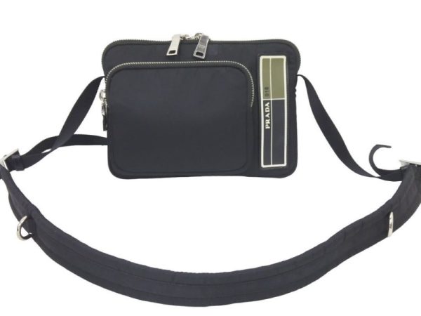 1 Prada Nylon Shoulder Bag Black Silver Metal Fittings