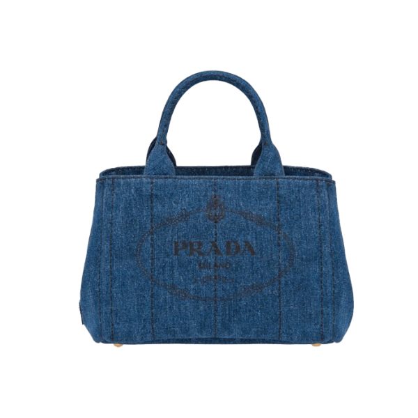 1 Prada Handbag Canapa Bag Denim Fabric