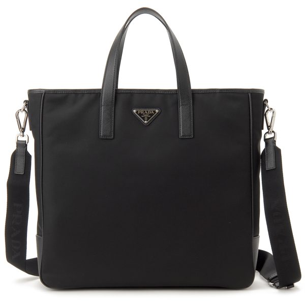 1 Prada Tote Bag Shoulder Bag Nylon Leather Nero Black