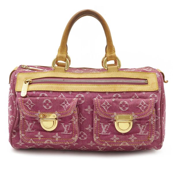 1 Louis Vuitton Monogram Denim Neo Speedy Handbag Mini Boston Bag Fuchsia Pink