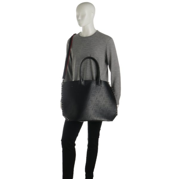 10 Christian Louboutin Tote Bag Calfskin Black Silver