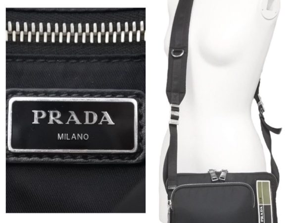 10 Prada Nylon Shoulder Bag Black Silver Metal Fittings