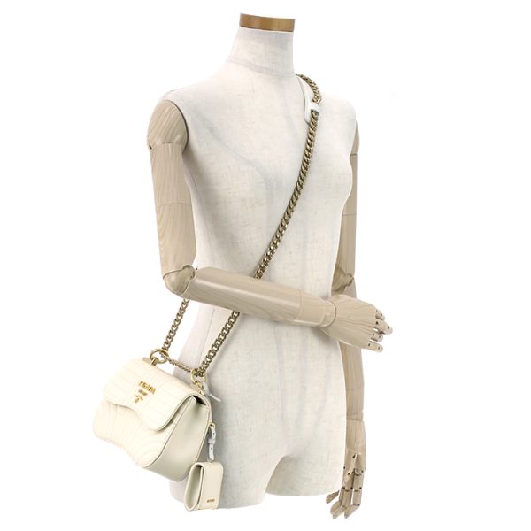 2 Prada Shoulder Bag Soft Calf Impunture Bianco