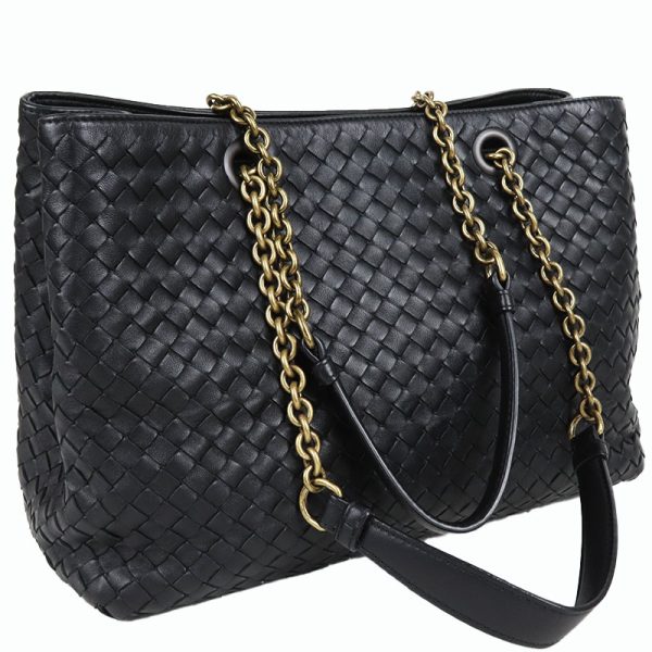 2 Bottega Veneta Intrecciato Tote Bag Leather Black