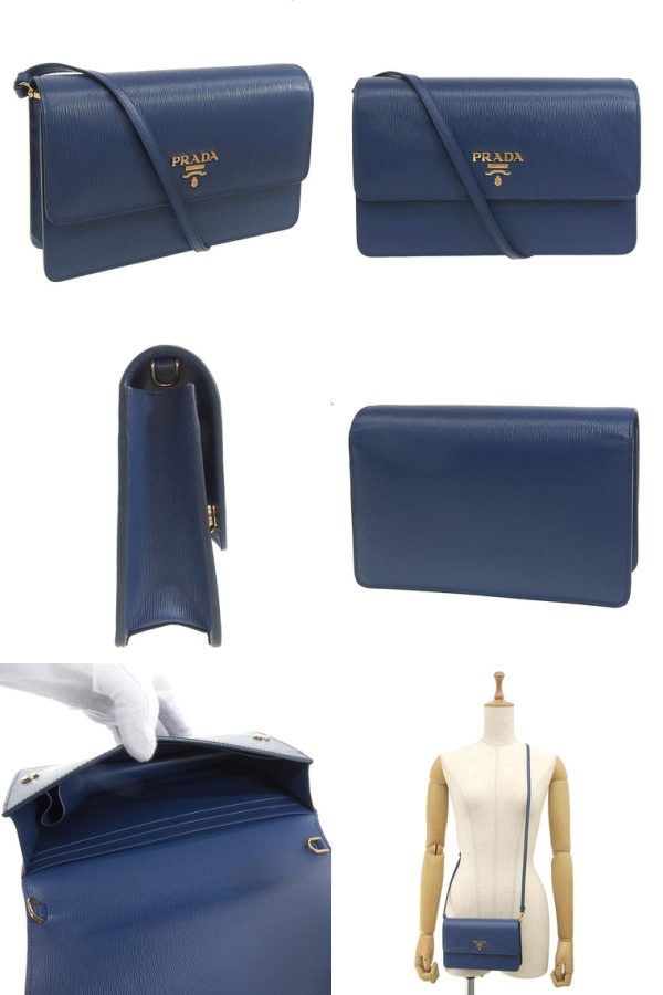 2 Prada Shoulder Bag Outlet Leather Blue