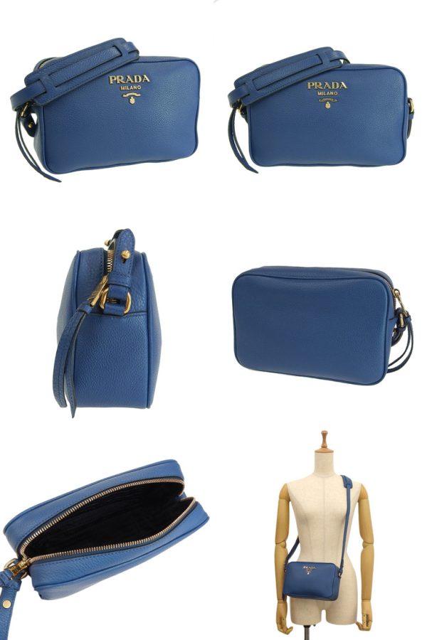 2 Prada Shoulder Bag Leather Blue