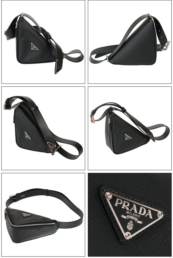 2 Prada Body Bag Shoulder Bag Pouch Clutch Bag Belt Bag Saffiano Leather Black