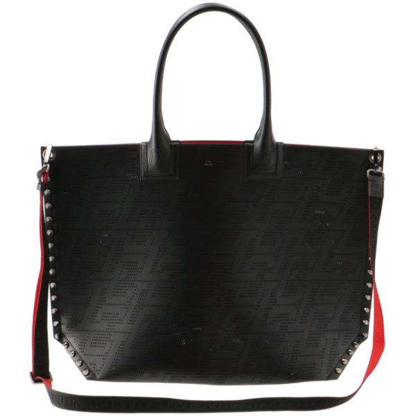 2 Christian Louboutin Tote Bag Calfskin Black Silver