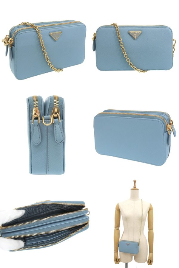 2 Prada Shoulder Bag Outlet Saffiano Blue