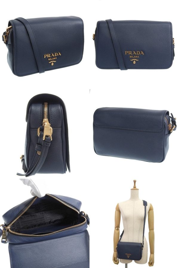 2 Prada Shoulder Bag Outlet Leather Navy