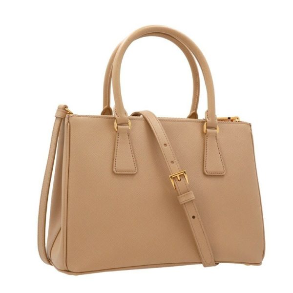 2 Prada Galleria Medium Bag Handbag Saffiano Leather Sand Beige