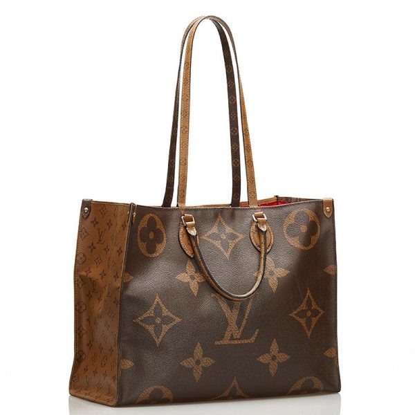 2 Louis Vuitton Monogram On The Go GM 2 Way Handbag Shoulder Bag Leather Brown