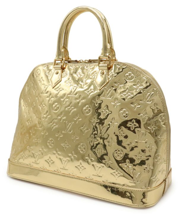 2 Louis Vuitton Miroir Monogram Alma GM Handbag Mini Boston Bag Gold Dress