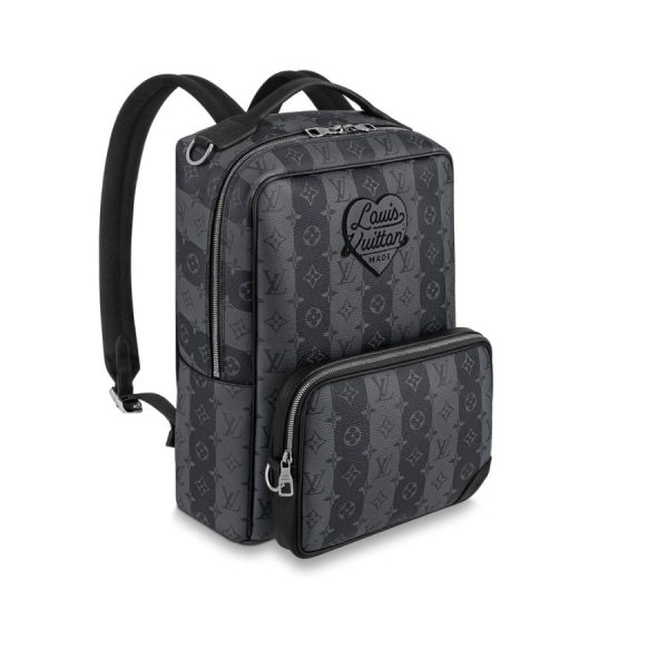 3 Louis Vuitton Rucksack Backpack Monogram Stripe Eclipse Canvas Leather Black Gray