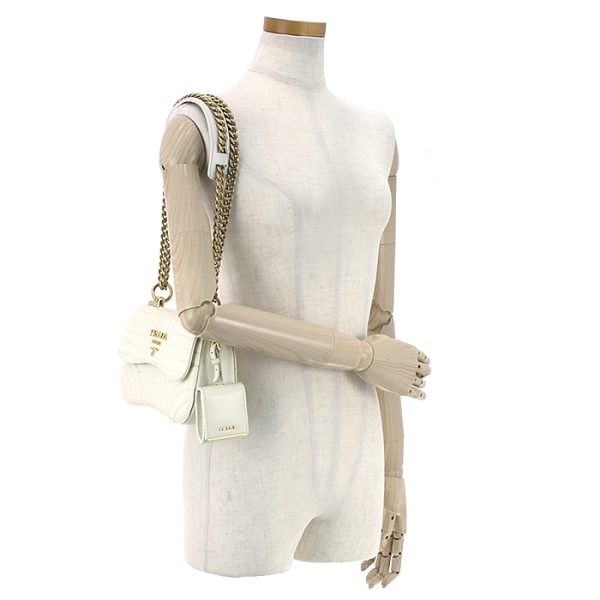 3 Prada Shoulder Bag Soft Calf Impunture Bianco