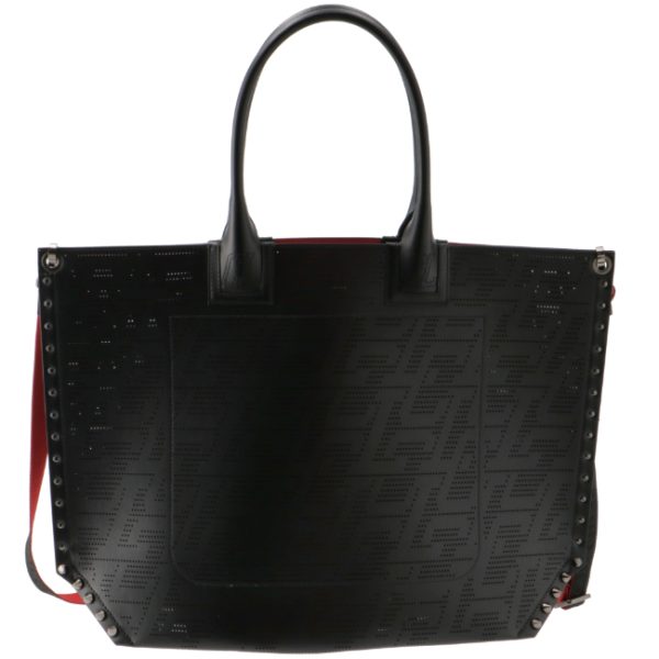 3 Christian Louboutin Tote Bag Calfskin Black Silver