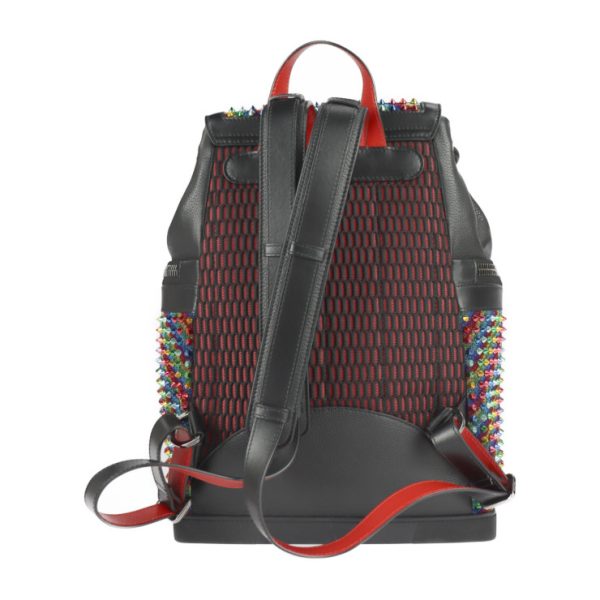 3 Christian Louboutin Explorer Funk Rucksack Daypack Leather Black Red