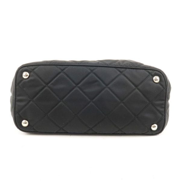 3 Prada Quilted Nylon x Leather Chain Shoulder Bag Black