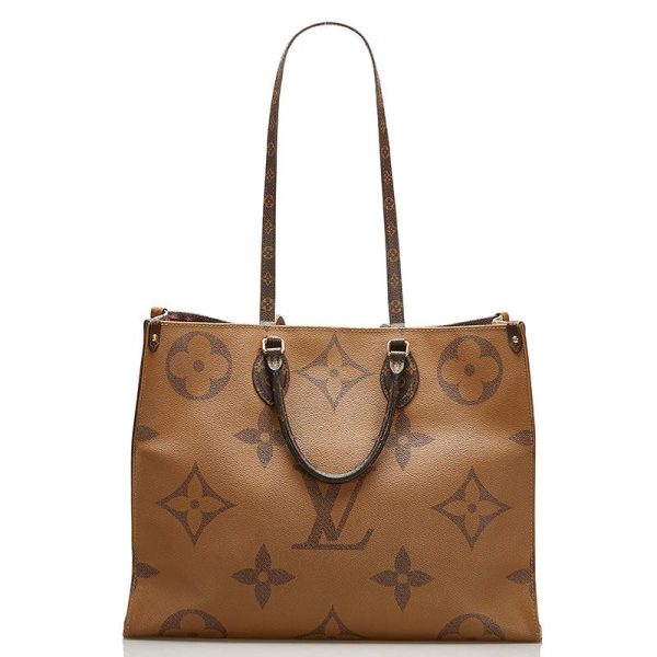 3 Louis Vuitton Monogram On The Go GM 2 Way Handbag Shoulder Bag Leather Brown