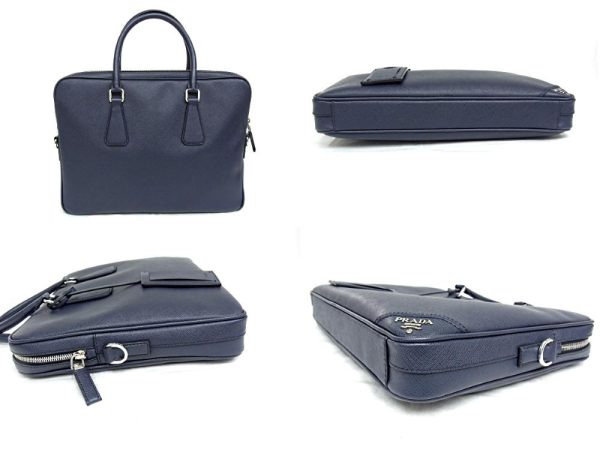 4 Prada 2 Way Bag Briefcase Business Bag Saffiano Baltico Navy