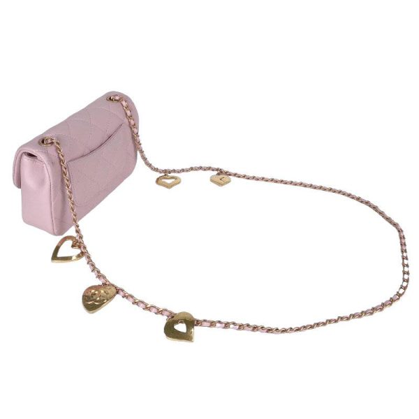 5 Chanel Mini Matelasse Heart Charm Chain Shoulder Bag Lambskin Pink Gold Hardware