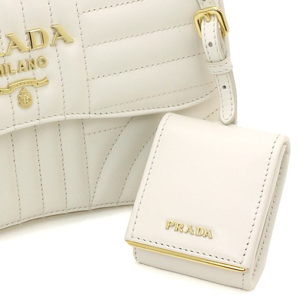 5 Prada Shoulder Bag Soft Calf Impunture Bianco