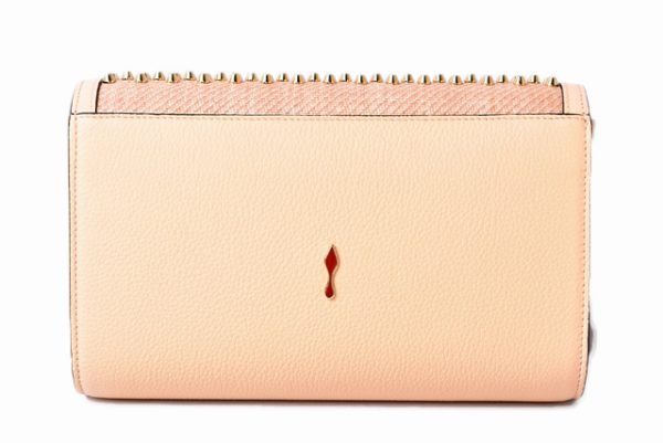 5 Christian Louboutin Shoulder Bag Clutch Bag Paloma Cluch Calf Spike Beige Light Gold