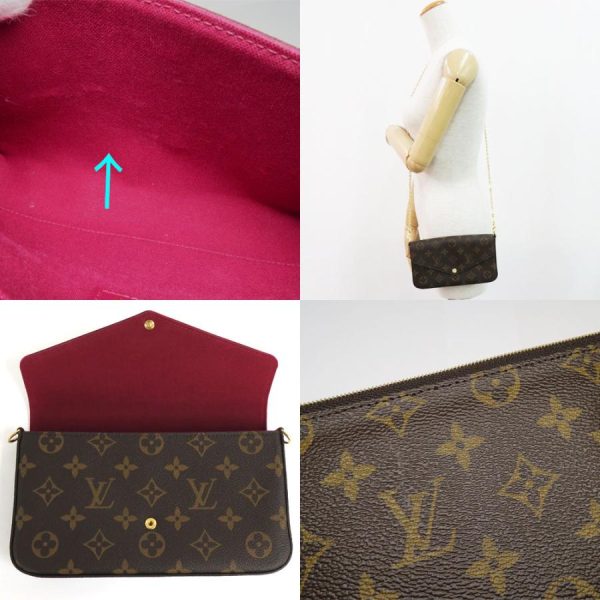 6 Louis Vuitton Pochette Felicie Monogram Chain Wallet Shoulder Bag Fuchsia