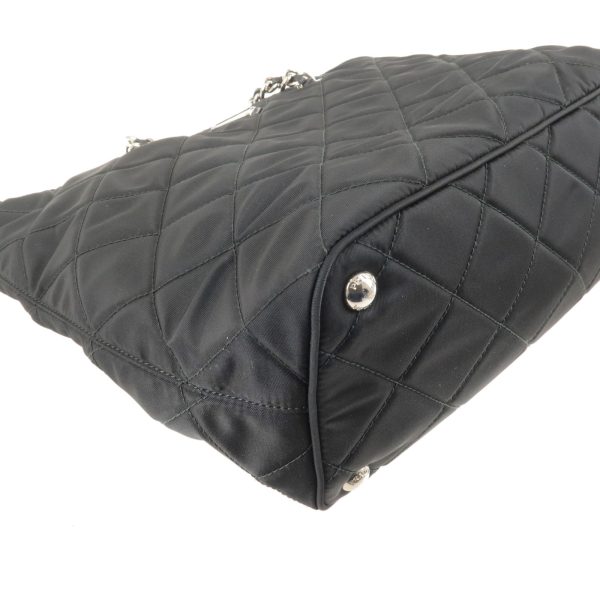 6 Prada Quilted Nylon x Leather Chain Shoulder Bag Black